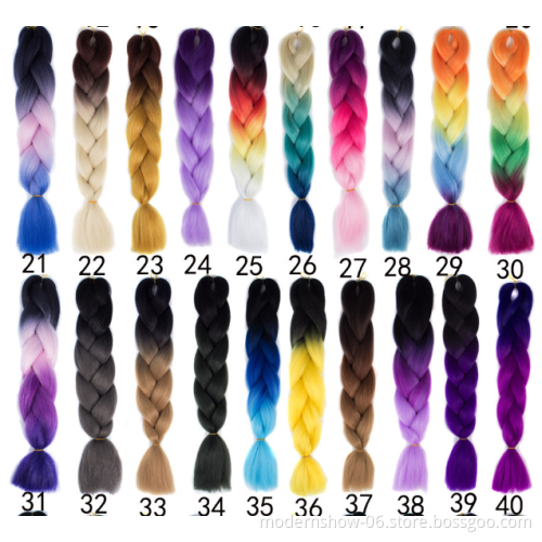 Wholesale synthetic Braided hair extension high quality raw material 24 inch ombre jumbo synthetic braiding hair